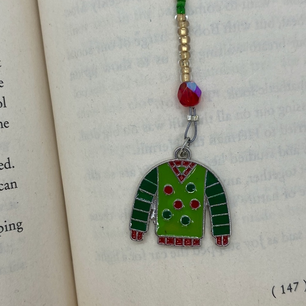 Ugly Christmas Sweater Beaded Bookmark Sweater Dots